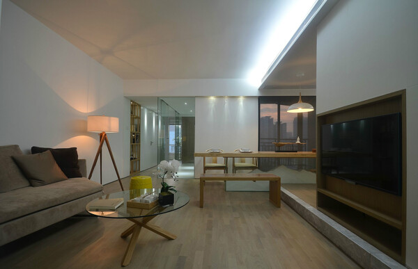 现代简约文艺客厅褐色沙发室内装修效果图