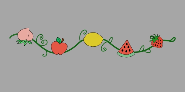新鲜水果分割线插画