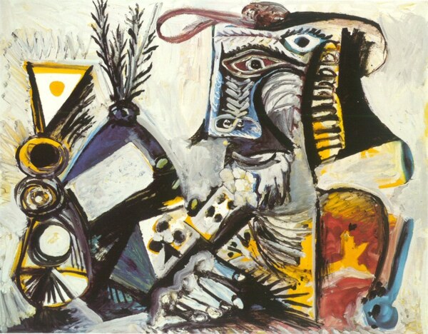 1971Hommeauxcartes西班牙画家巴勃罗毕加索抽象油画人物人体油画装饰画