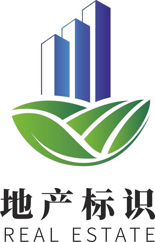 蓝色科技叶子环保房地产企业logo模板