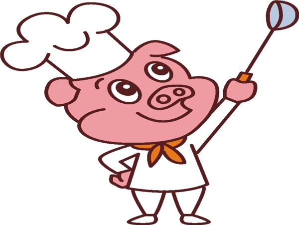 卡通生肖猪厨师