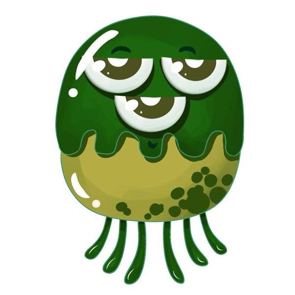绿色卡通细菌png素材