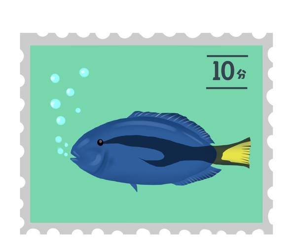 蓝肚鱼动物邮票