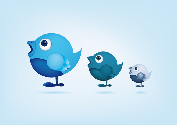 3个可爱的社会推特小鸟矢量集