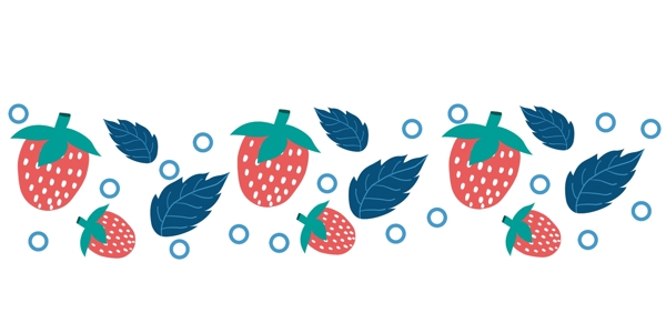 手绘草莓分割线插画