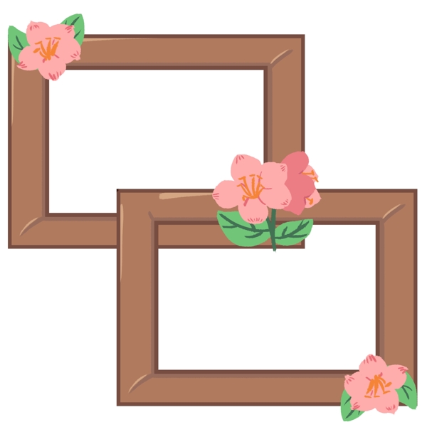 粉色小花方形边框