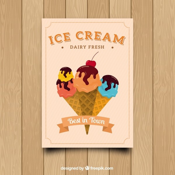 彩色冰淇淋插图装饰卡片
