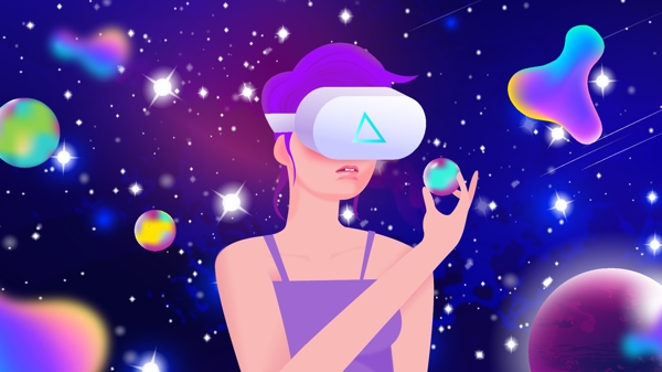 VR高科技外太空元素女孩星球视觉