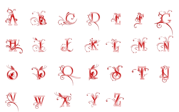 26个艺术花纹字母