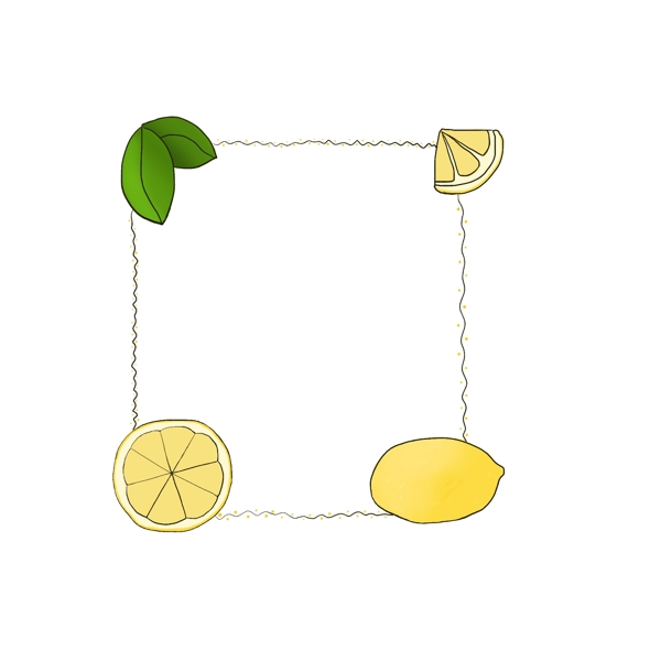 小清新手绘柠檬边框装饰素材