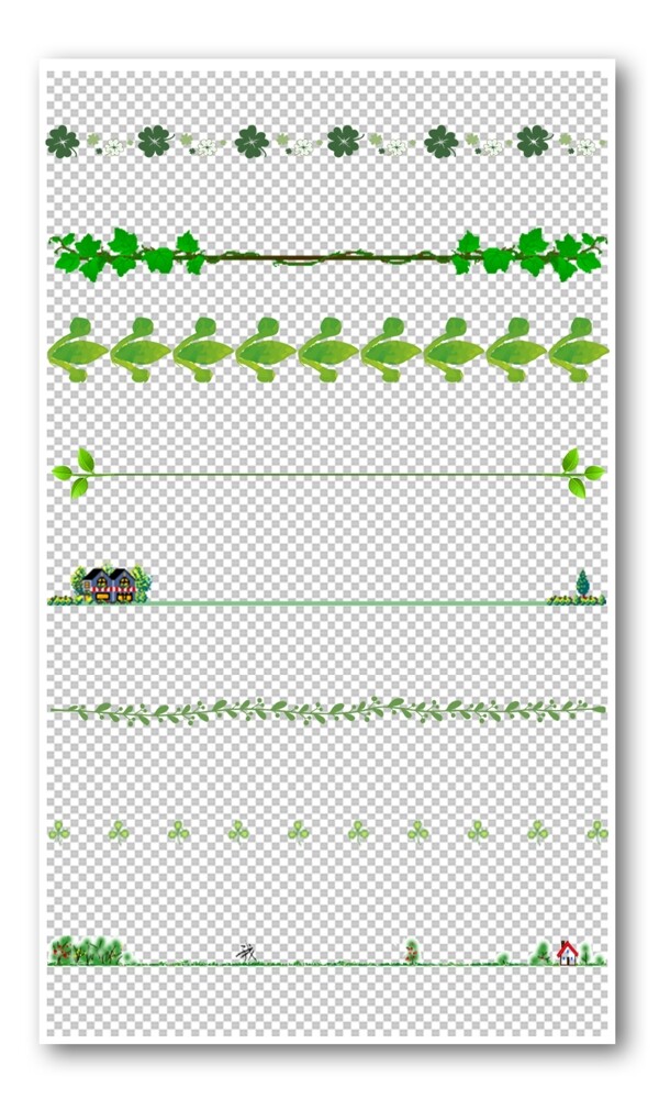绿色植物花纹边框元素