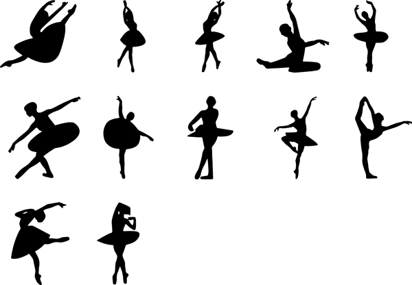 芭蕾舞剪影矢量素材图片