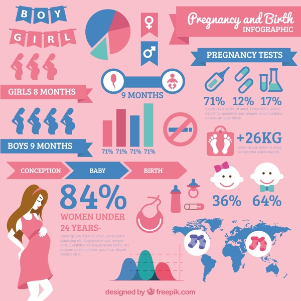 妊娠和分娩的信息图表