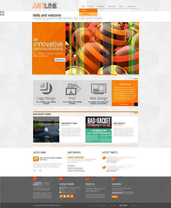 橘黄色的企业科技抽象创意印刷网站