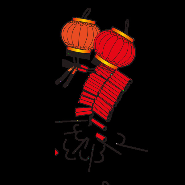 新春庆祝红色灯笼鞭炮节日元素