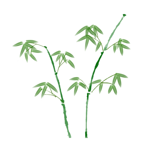 水彩植物绿色竹子装饰图案