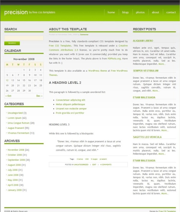 绿色信息BLOG网页模板