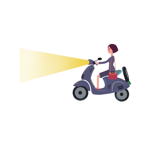 骑摩托车的女人卡通元素