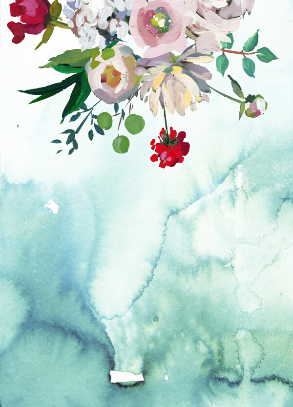 手绘水彩花卉背景图jpg背景素材