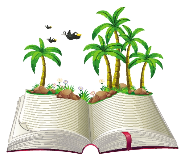 图书书本教育椰子树图片