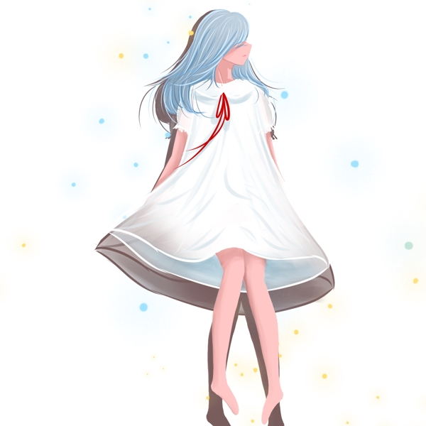 日系唯美穿白色裙子的女孩
