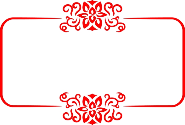 中式风格红色长方形矢量海报边框透明png