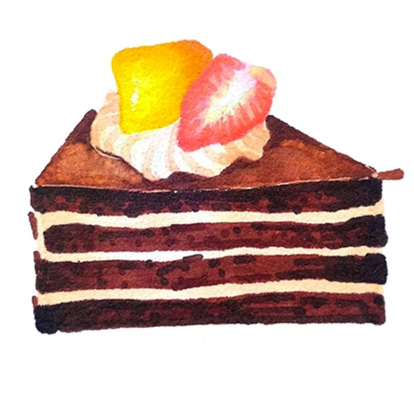 一块三角形巧克力水果蛋糕免抠图