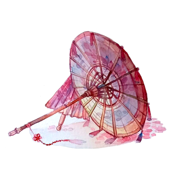 中国风水彩油纸伞装饰古典武侠PNG