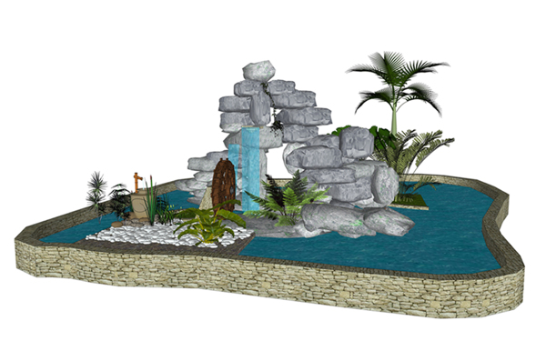 园林假山水SU模型