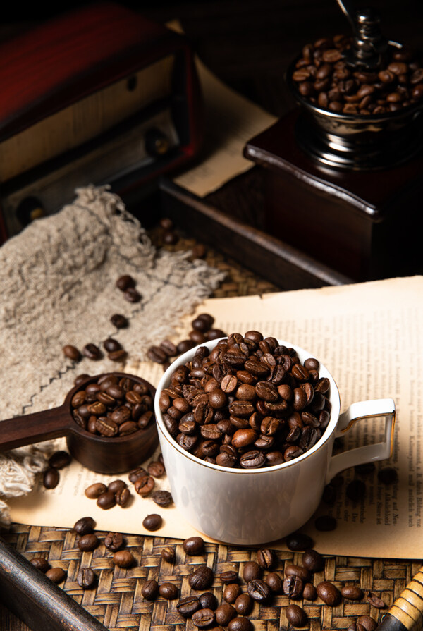 咖啡豆饮品配料背景海报素材图片