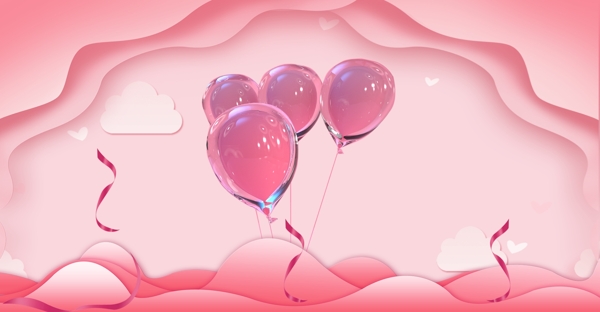 创意爱心情人节气球背景