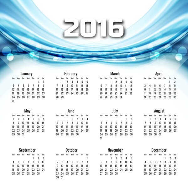 2016波浪的日历