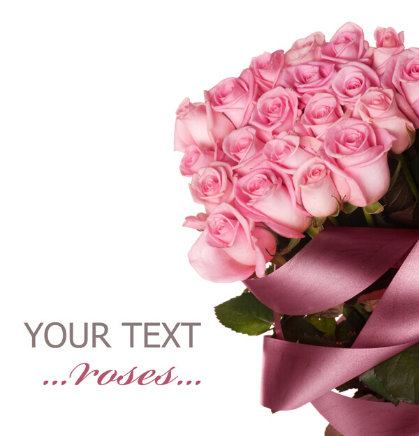 唯美粉色玫瑰花束图片