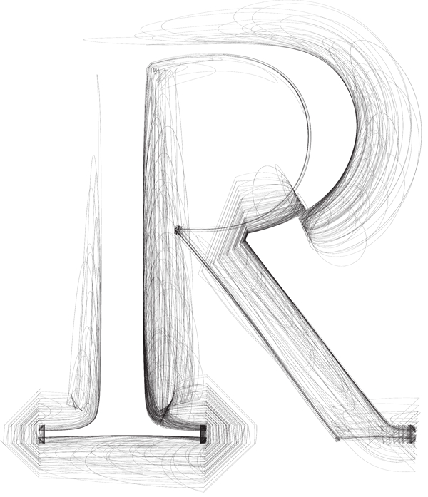 手绘字体字母R矢量插画