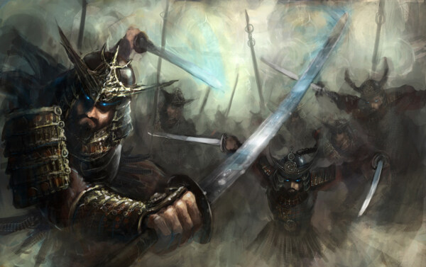 拿剑厮杀的古代欧洲战士插画图片