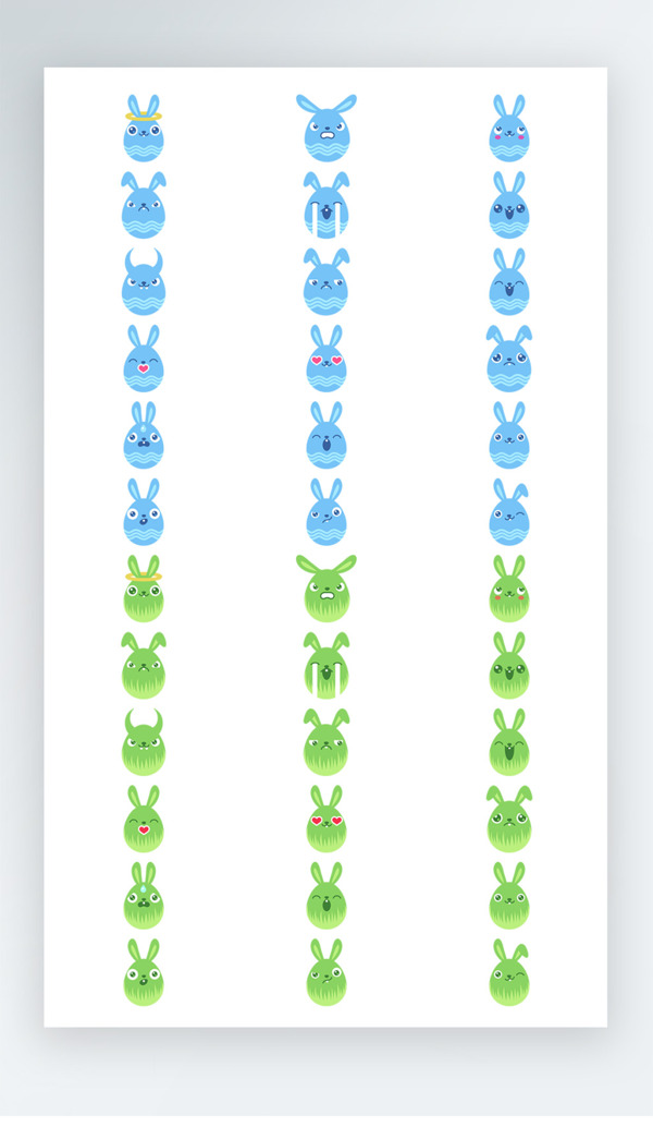 兔子表情图标彩色写实素材图标PNG