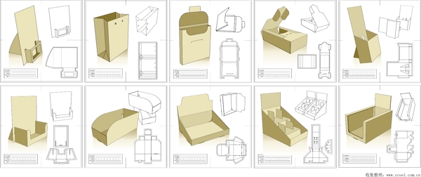10种型号的包装设计和模具刀具文件矢量素材