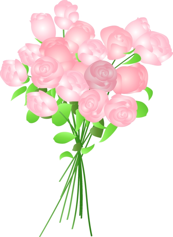 一束粉色的玫瑰花png图