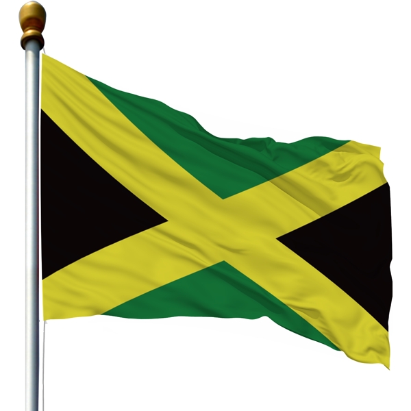 带旗杆的牙买加国旗