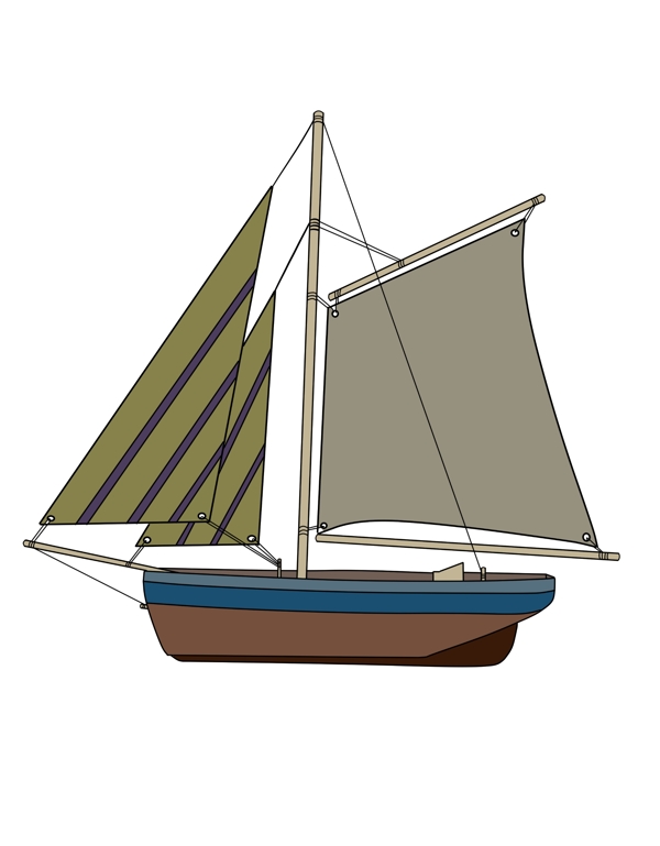 海上帆船装饰插画