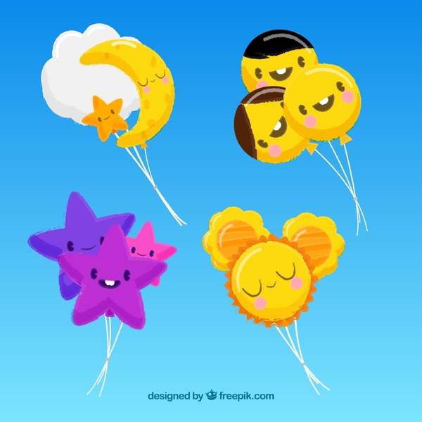 可爱表情气球束图片