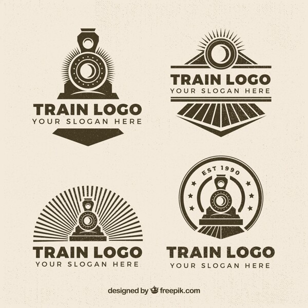 复古风格的四个列车标志logo矢量素材