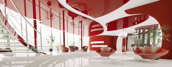 红色风格客厅效果图图片