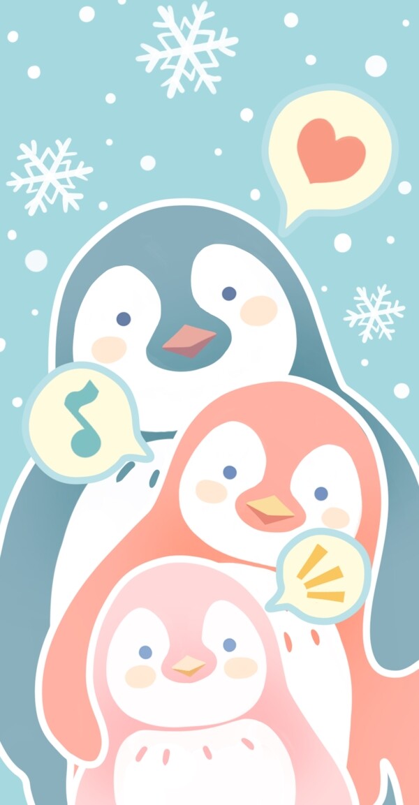 唯美企鹅插画图片