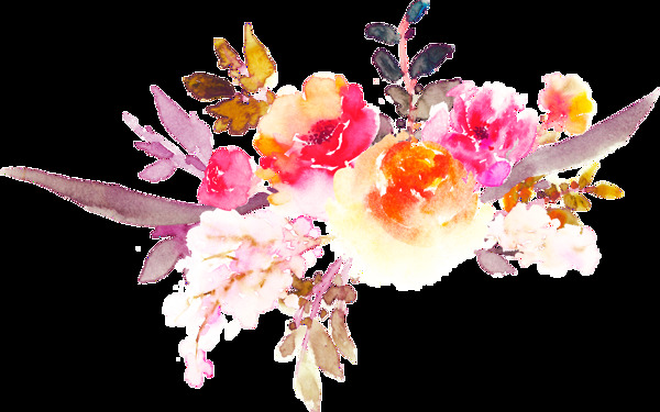 淡红花丛卡通透明装饰素材