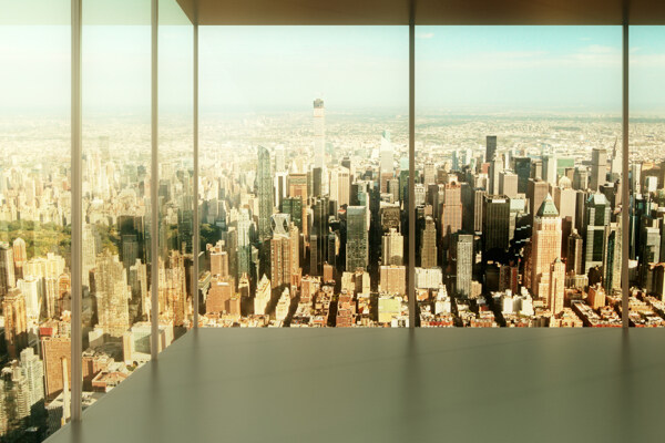 办公室窗外的城市建筑图片