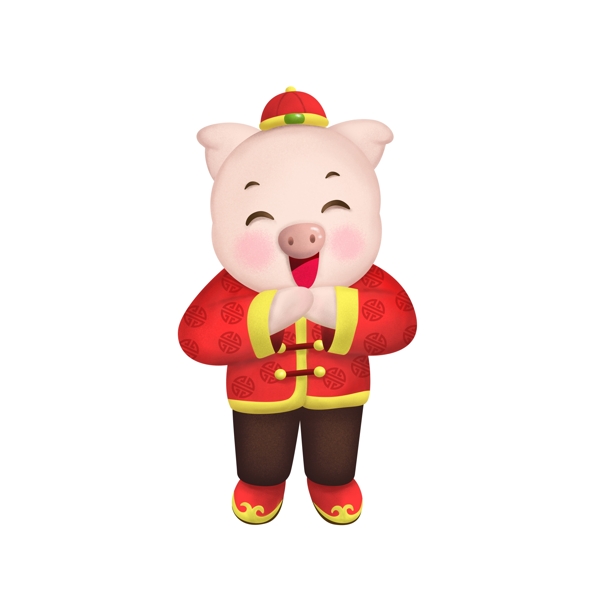 春节新年猪年卡通生肖猪传统喜庆拜年