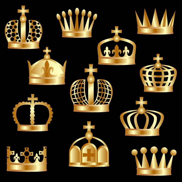金色的王冠和金色盾牌矢量素材