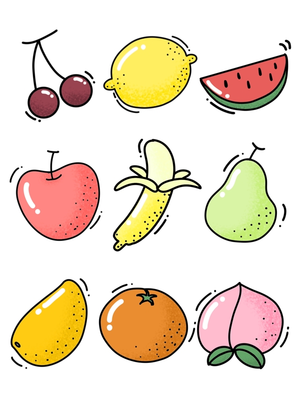 水果简约可爱彩色装饰元素