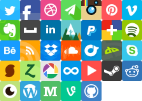 扁平网页社交多媒体icon图标设计